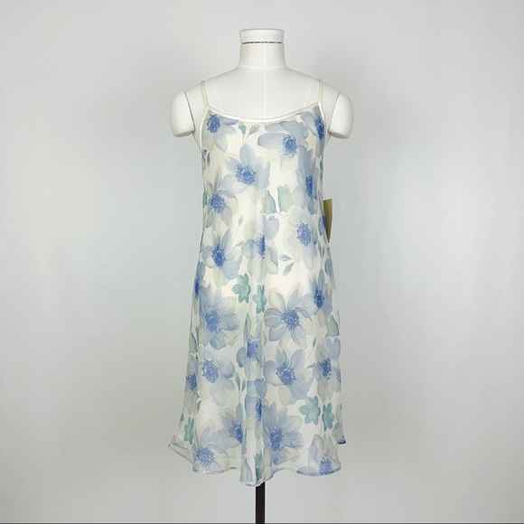 Vintage 90’s Lord & Taylor Sheer Botanical Chemise Slip Dress | Size S - Picture 2 of 10